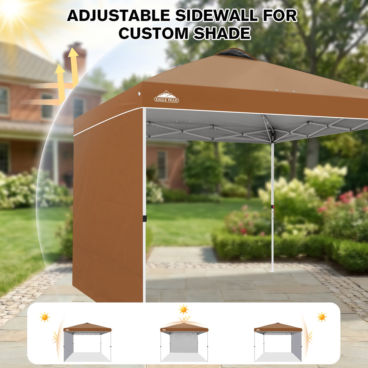 10x10 Commercial Pop up Canopy with 1 Sidewall - Eagle Peak®