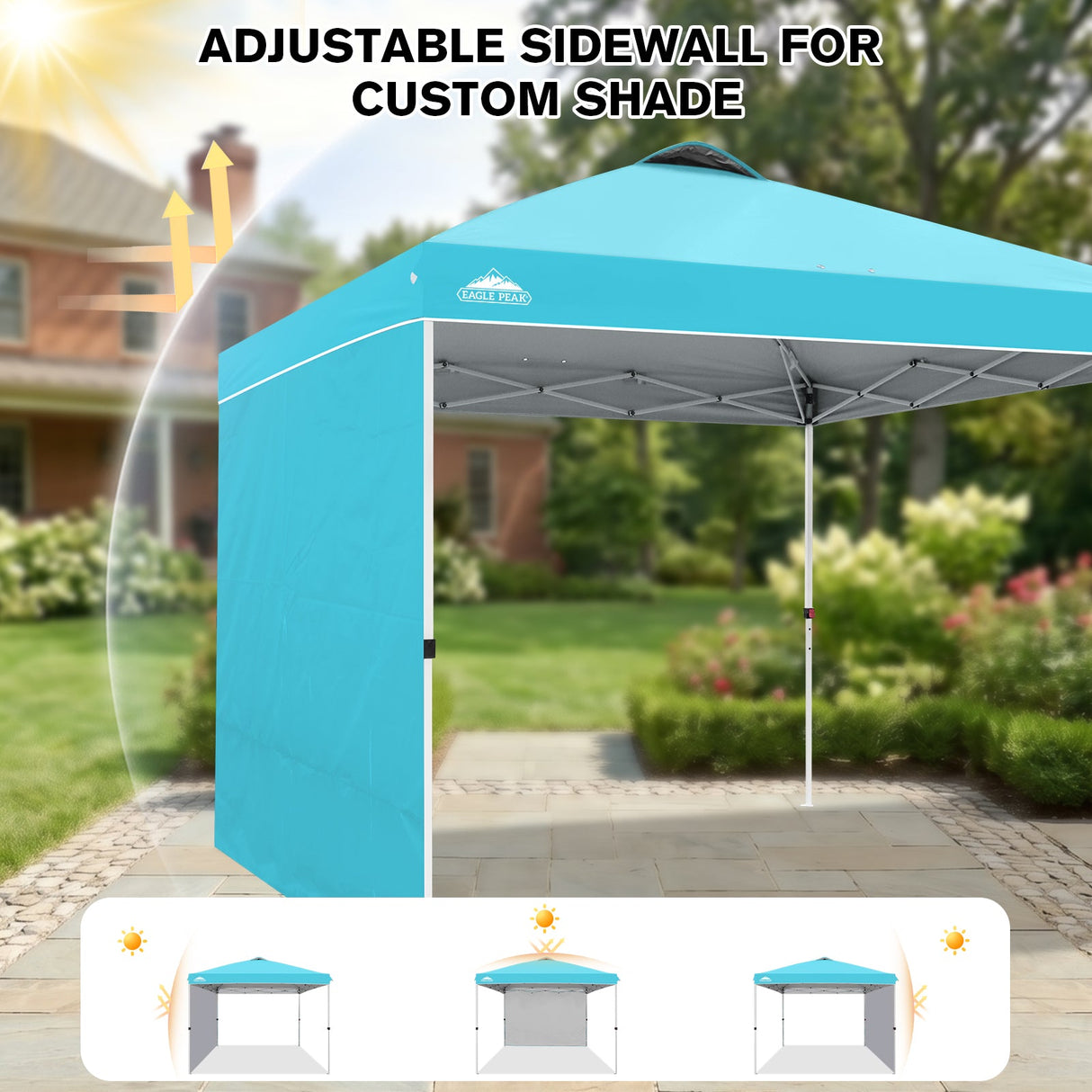 10x10 Commercial Pop up Canopy with 1 Sidewall - Eagle Peak®