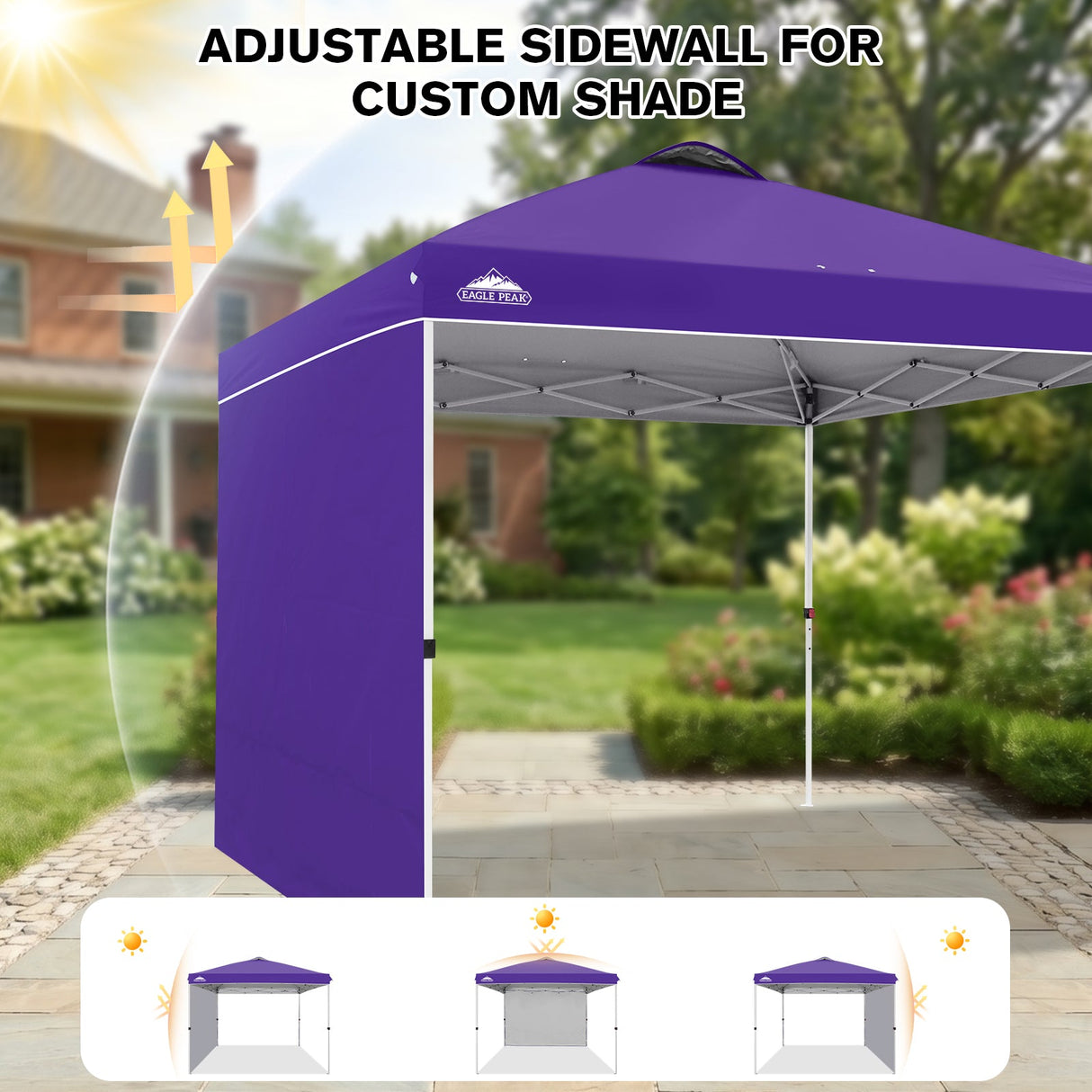 10x10 Commercial Pop up Canopy with 1 Sidewall - Eagle Peak®