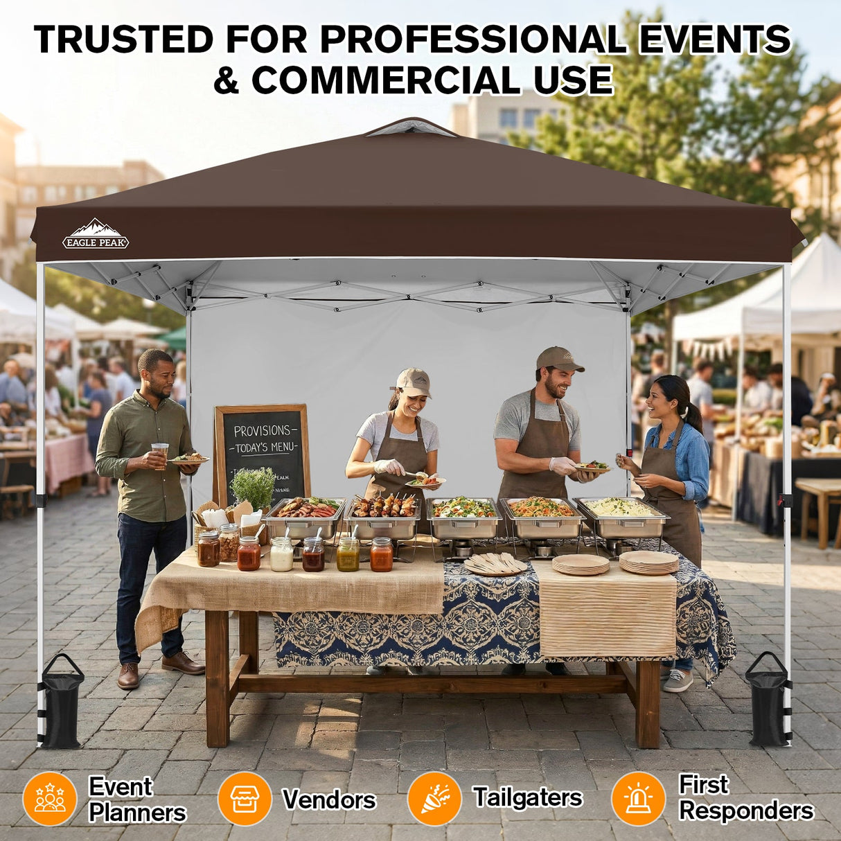 10x10 Commercial Pop up Canopy with 1 Sidewall - Eagle Peak®