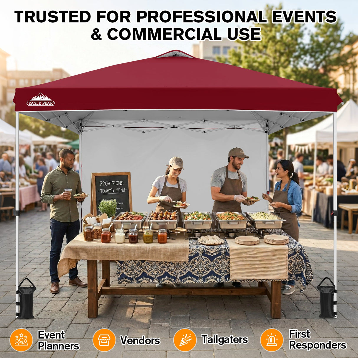 10x10 Commercial Pop up Canopy with 1 Sidewall - Eagle Peak®