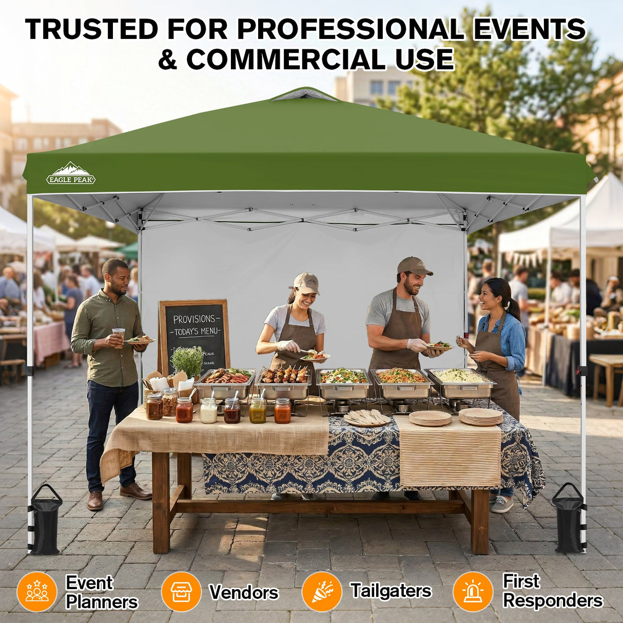 10x10 Commercial Pop up Canopy with 1 Sidewall - Eagle Peak®