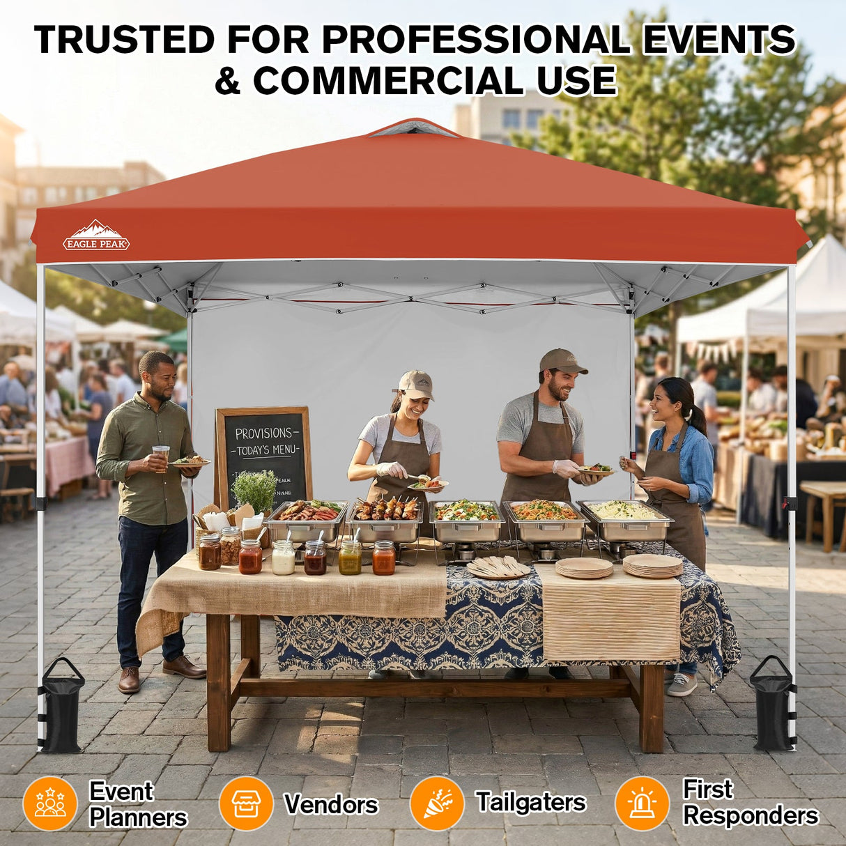 10x10 Commercial Pop up Canopy with 1 Sidewall - Eagle Peak®