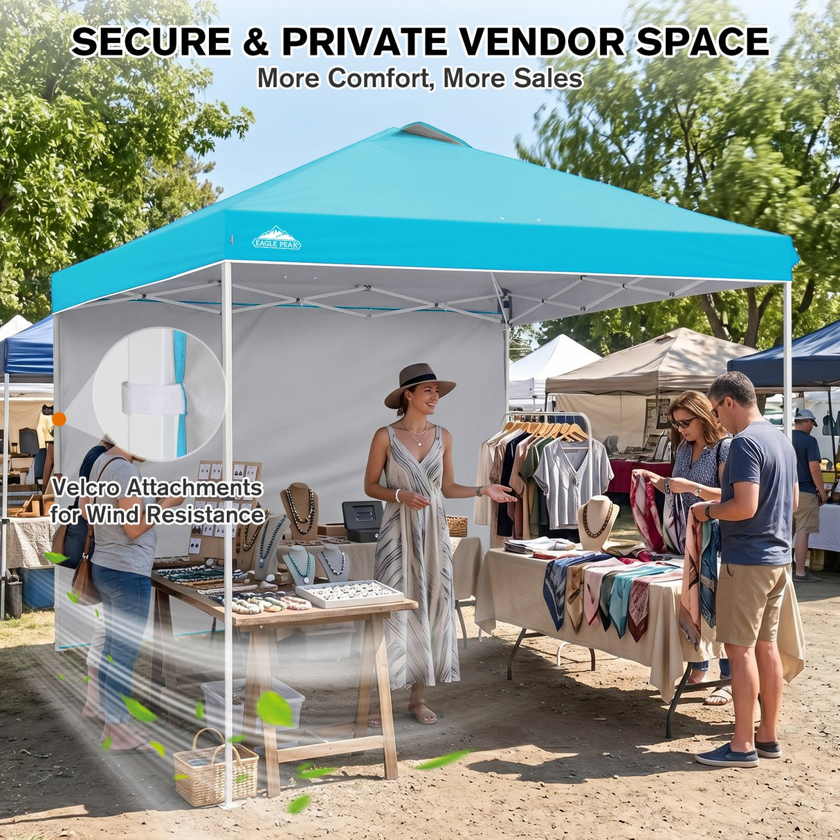 10x10 Commercial Pop up Canopy with 1 Sidewall - Eagle Peak®