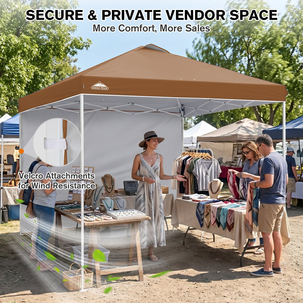 10x10 Commercial Pop up Canopy with 1 Sidewall - Eagle Peak®