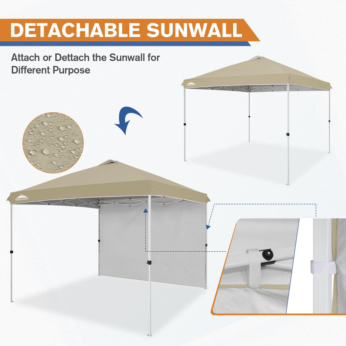 10x10 Commercial Pop up Canopy with 1 Sidewall - Eagle Peak Custom Canopy Tent