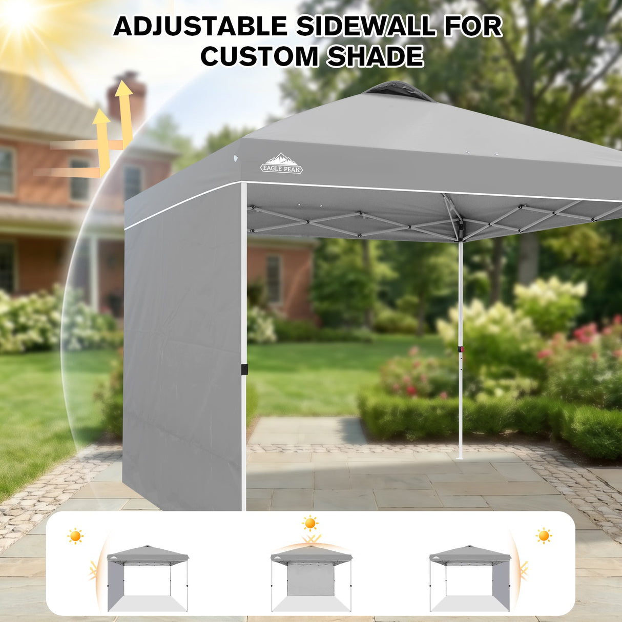 10x10 Commercial Pop up Canopy with 1 Sidewall - Eagle Peak®