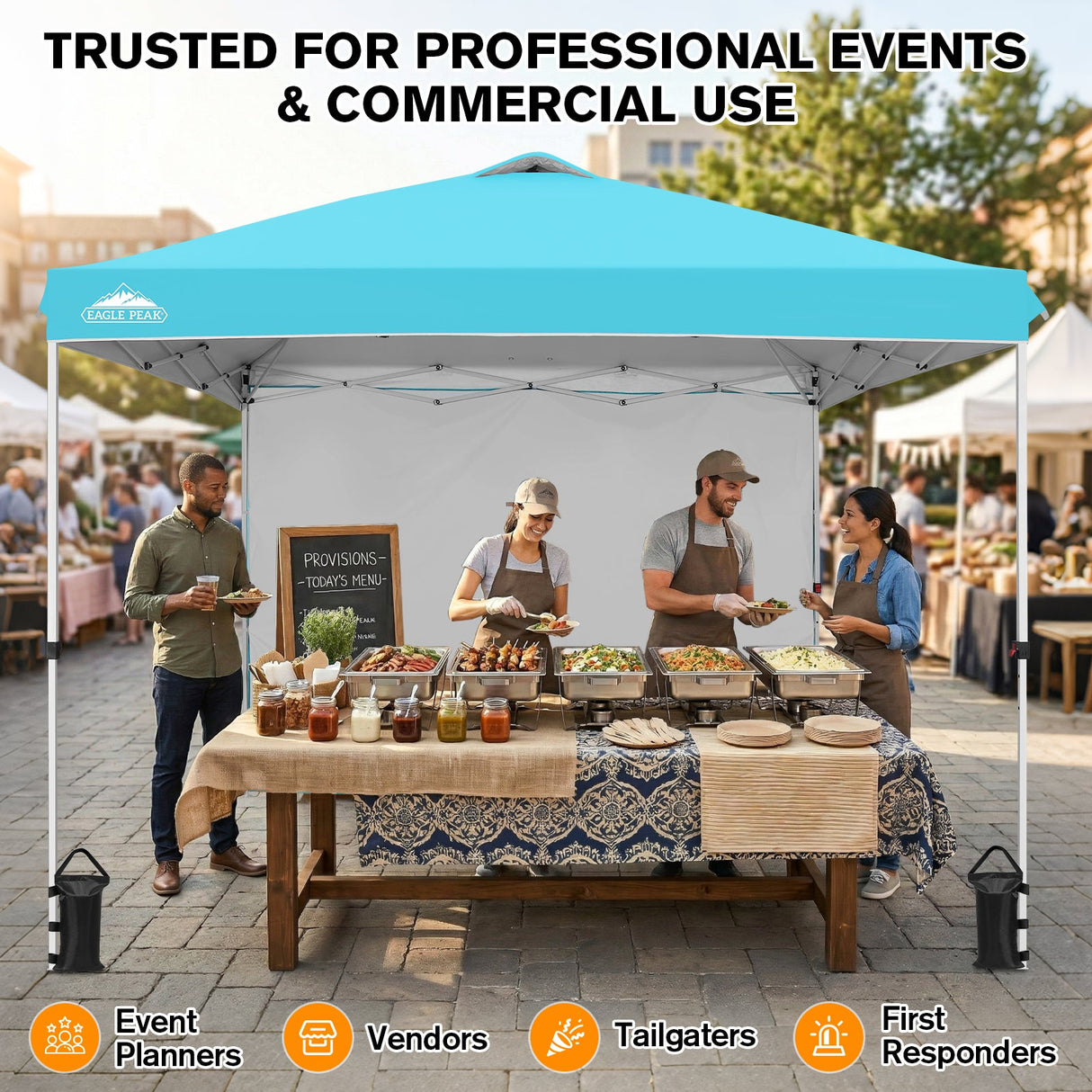 10x10 Commercial Pop up Canopy with 1 Sidewall - Eagle Peak®