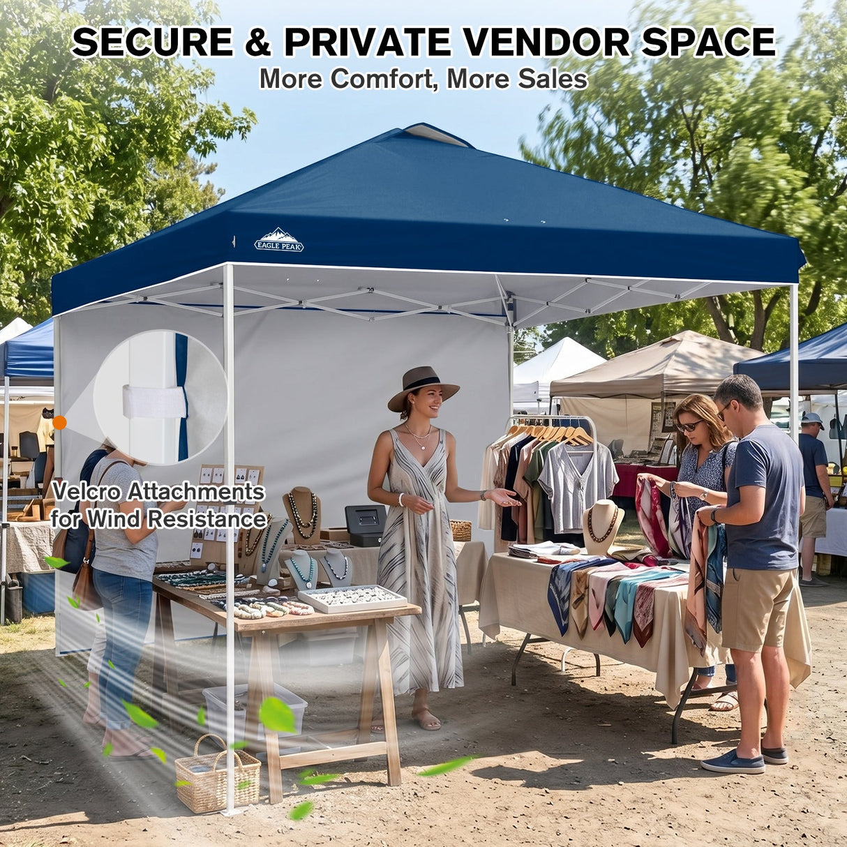 10x10 Commercial Pop up Canopy with 1 Sidewall - Eagle Peak®