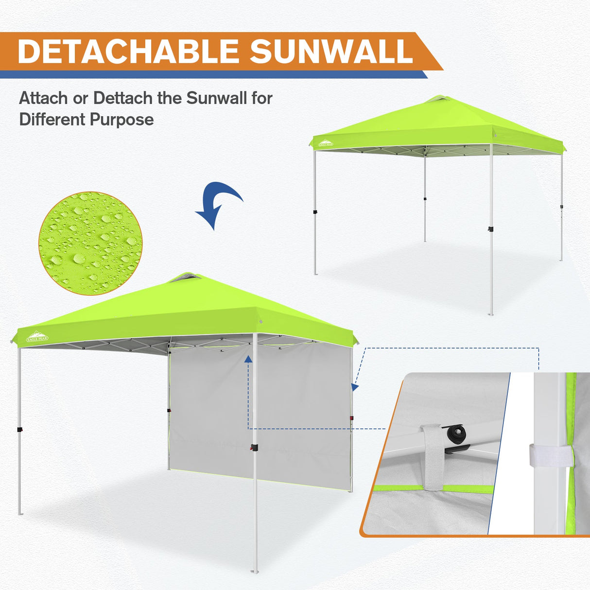 10x10 Commercial Pop up Canopy with 1 Sidewall - Eagle Peak Custom Canopy Tent