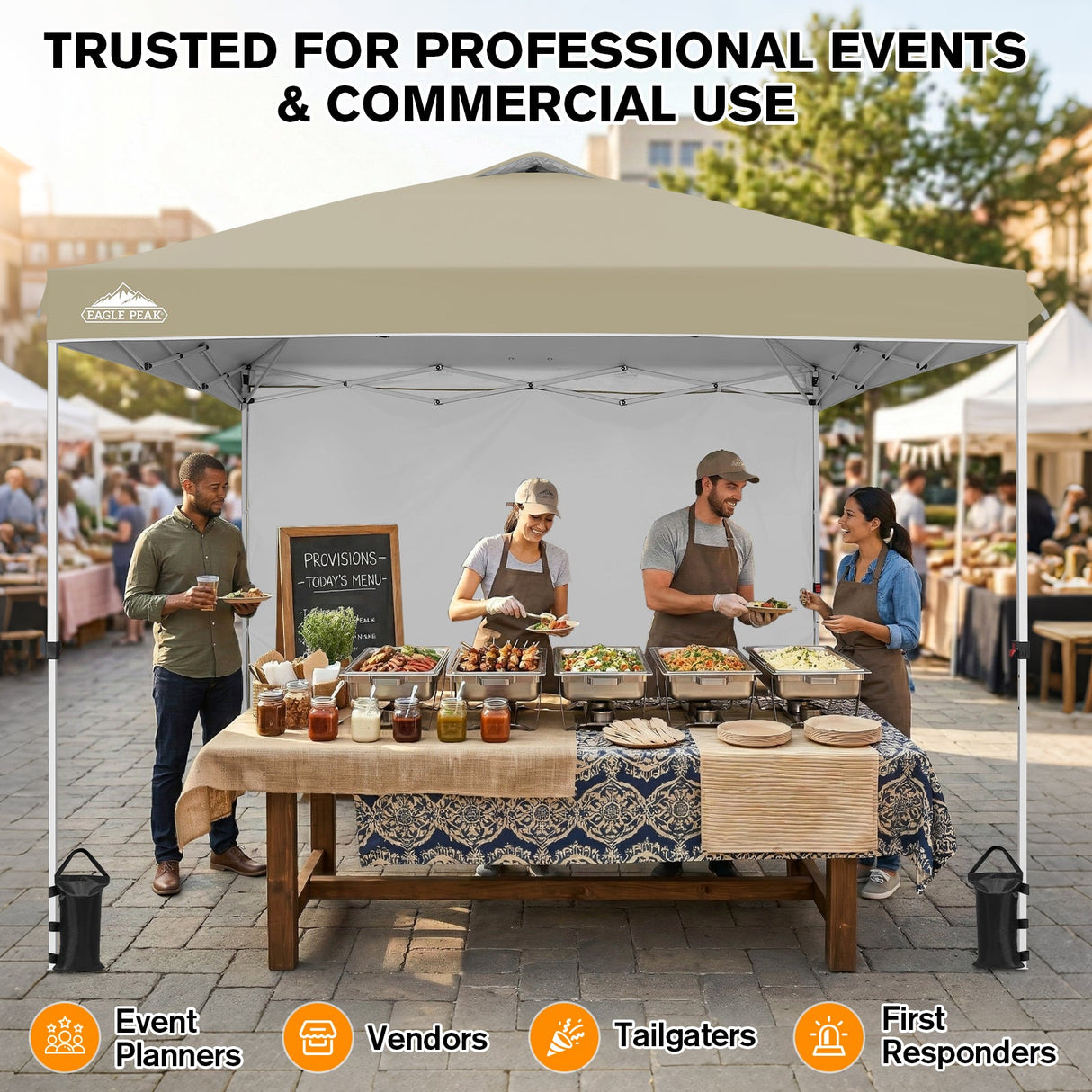 10x10 Commercial Pop up Canopy with 1 Sidewall - Eagle Peak®