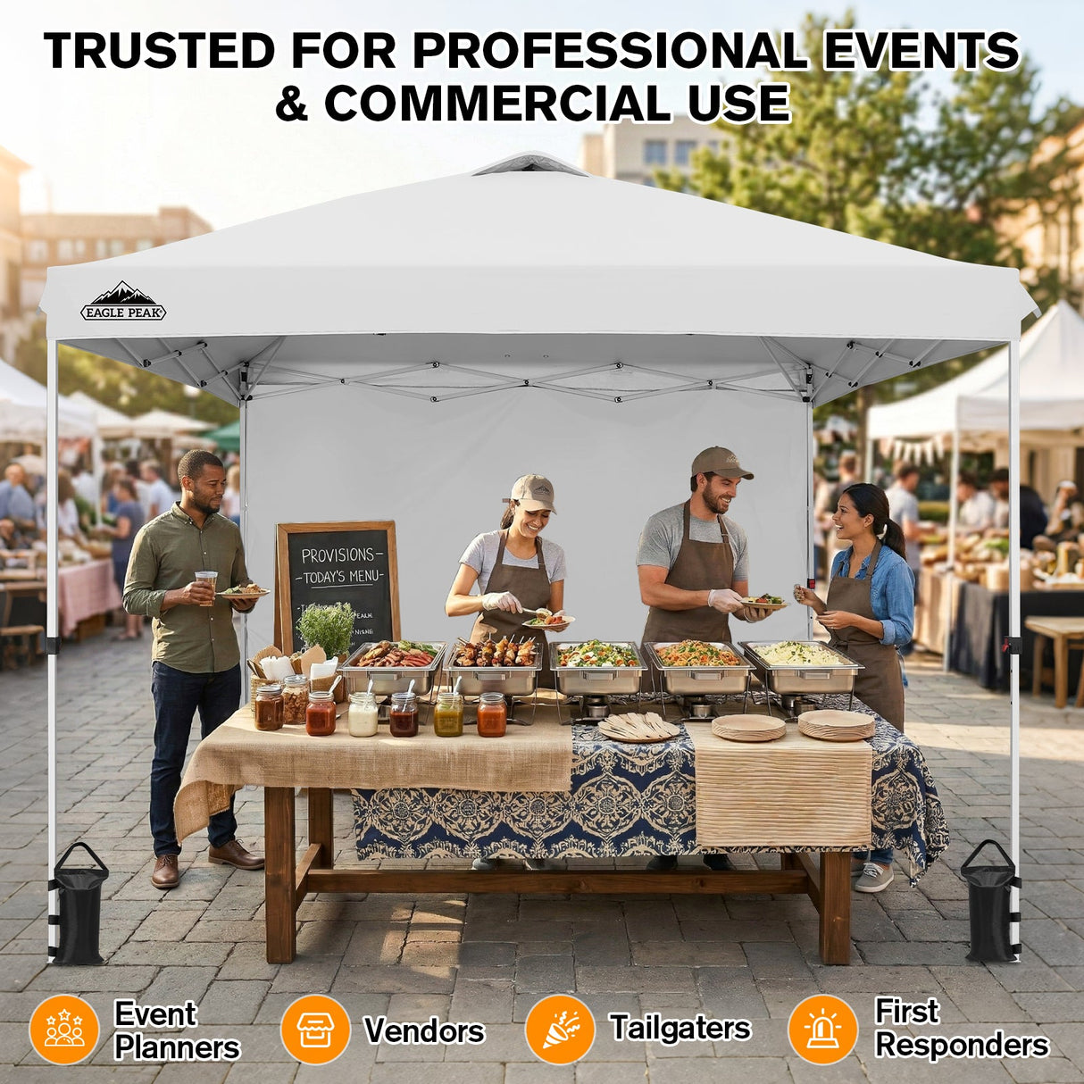 10x10 Commercial Pop up Canopy with 1 Sidewall - Eagle Peak®