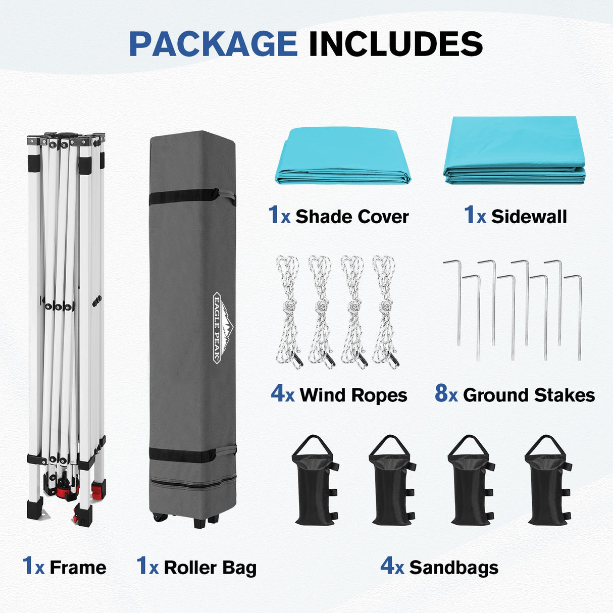 10x10 Commercial Pop up Canopy with 1 Sidewall - Eagle Peak®