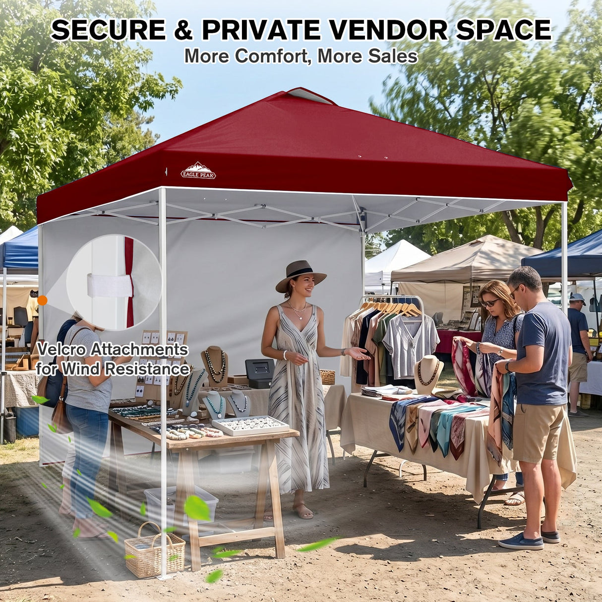 10x10 Commercial Pop up Canopy with 1 Sidewall - Eagle Peak®
