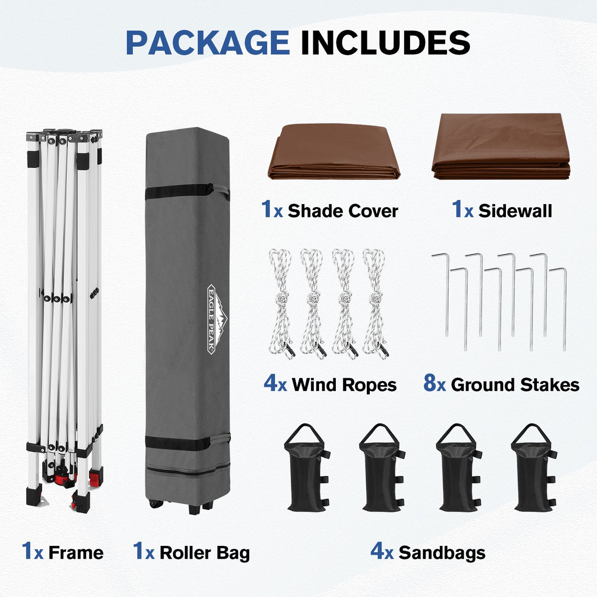 10x10 Commercial Pop up Canopy with 1 Sidewall - Eagle Peak®