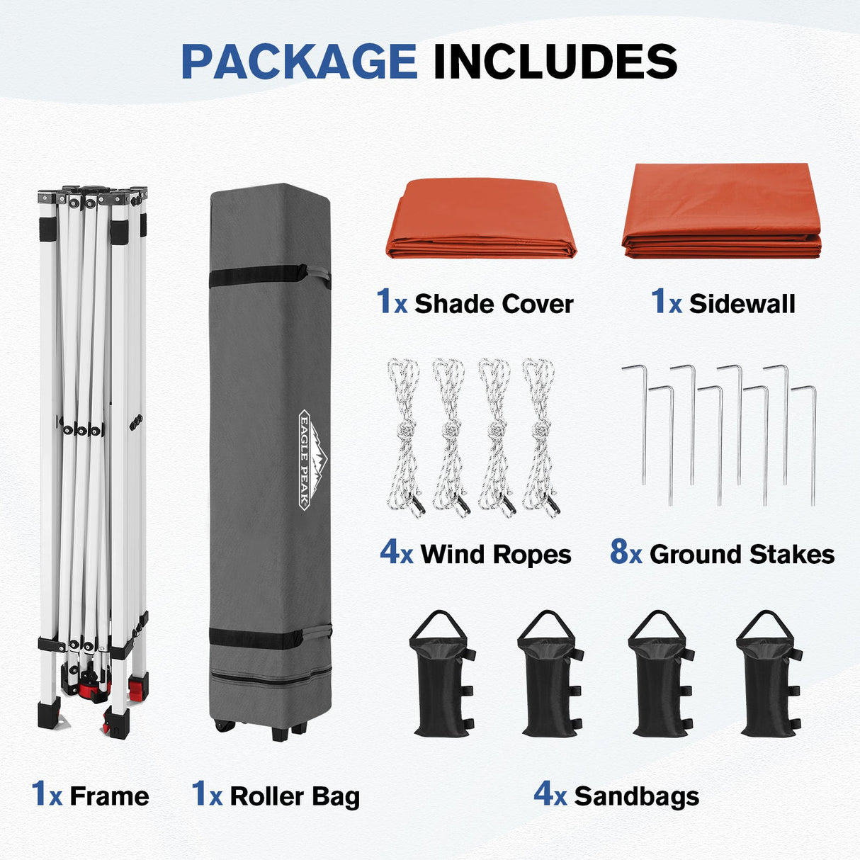 10x10 Commercial Pop up Canopy with 1 Sidewall - Eagle Peak®