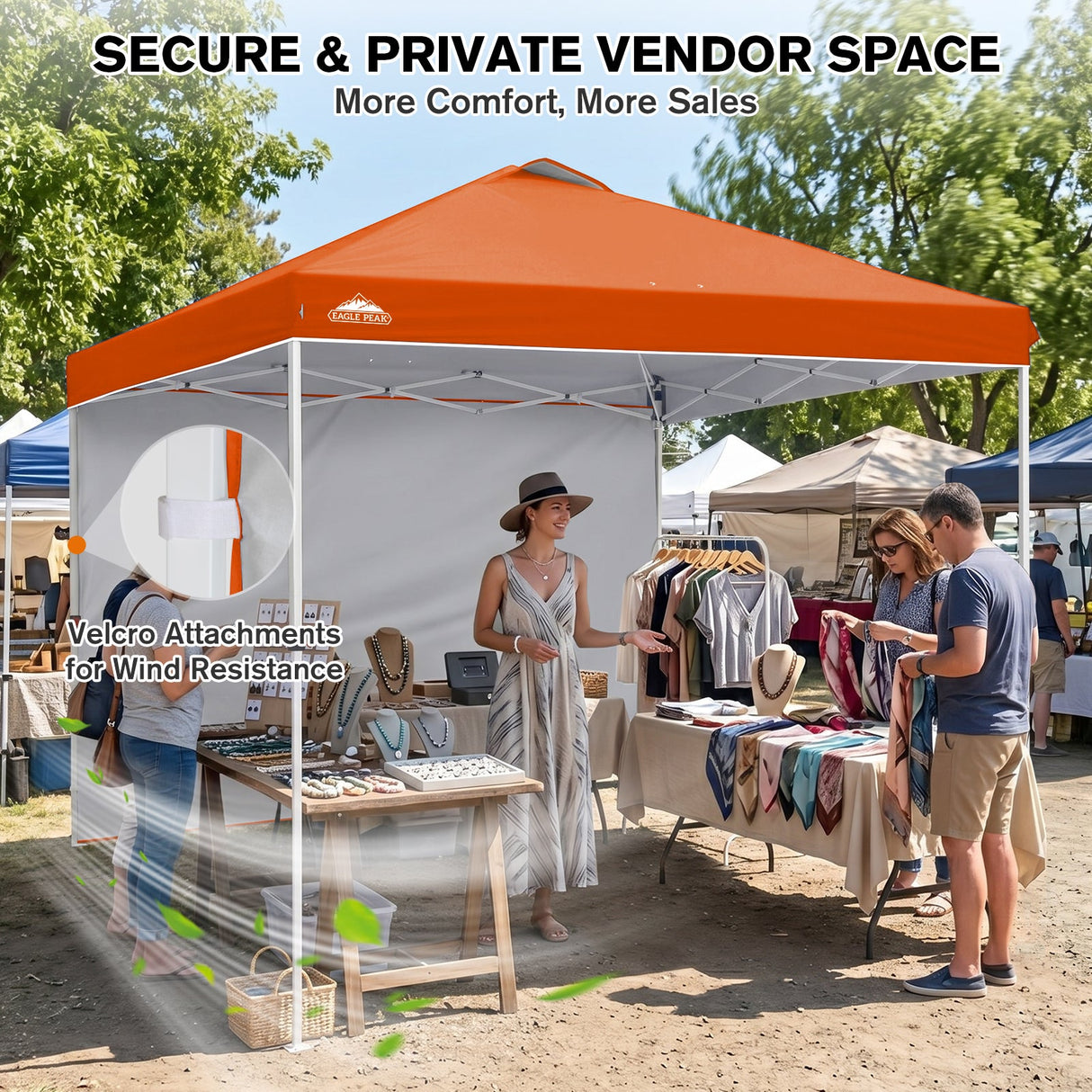 10x10 Commercial Pop up Canopy with 1 Sidewall - Eagle Peak®