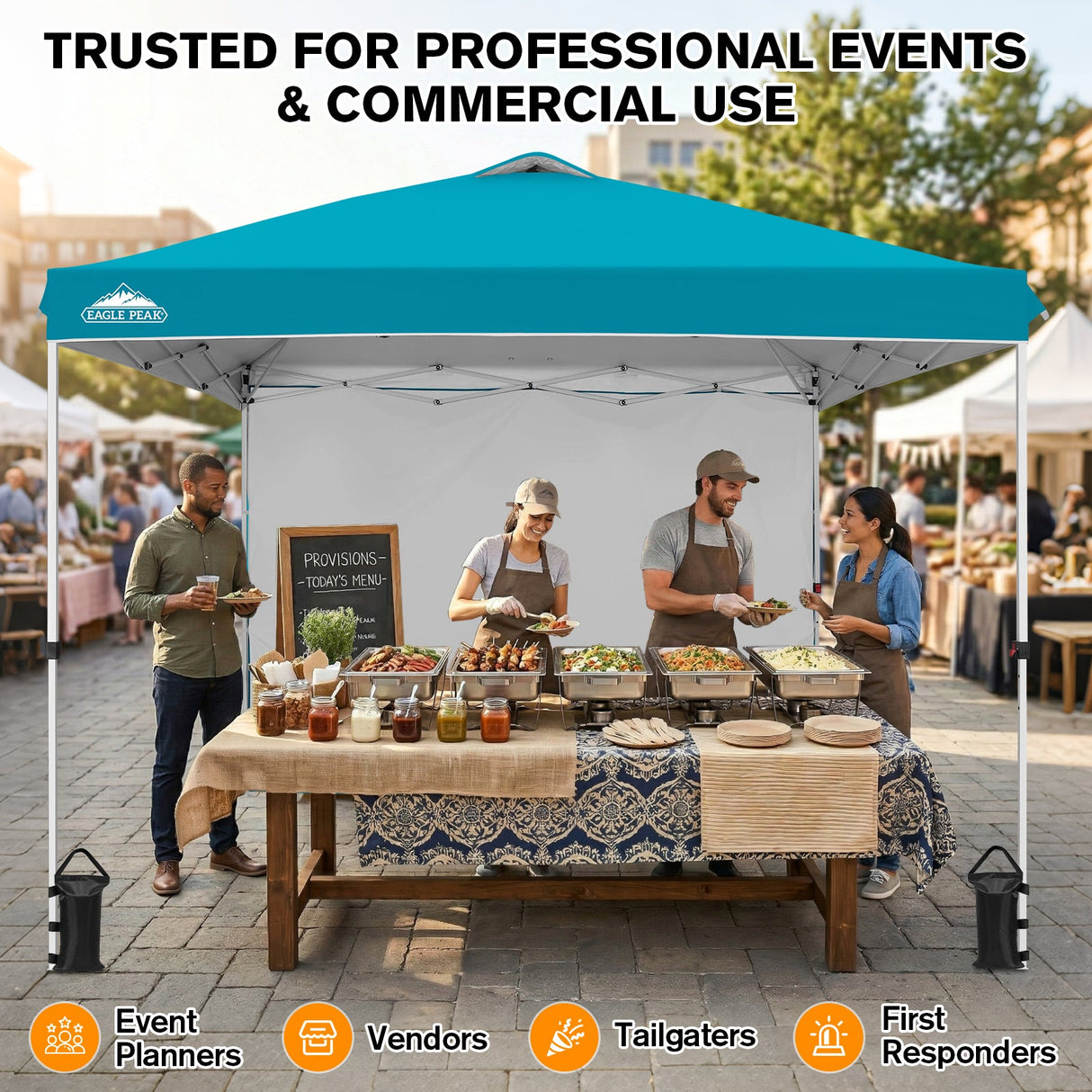 10x10 Commercial Pop up Canopy with 1 Sidewall - Eagle Peak®