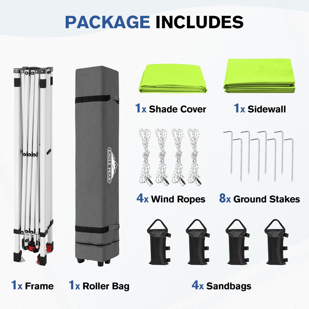 10x10 Commercial Pop up Canopy with 1 Sidewall - Eagle Peak®