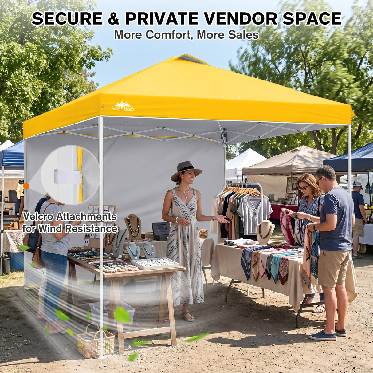 10x10 Commercial Pop up Canopy with 1 Sidewall - Eagle Peak®