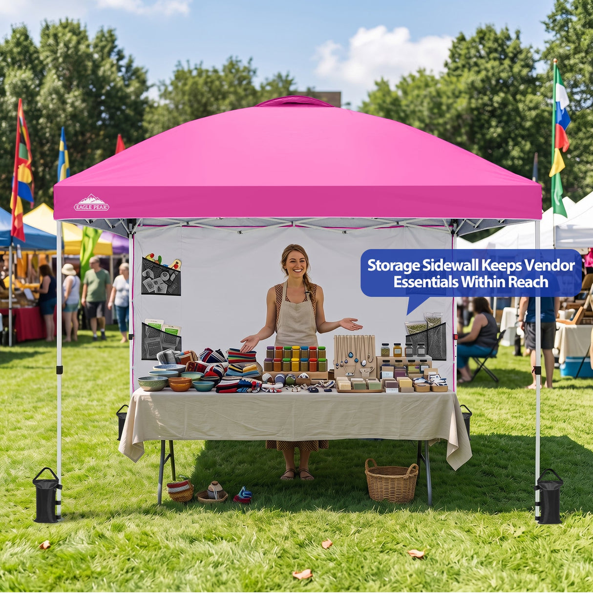 10x10 ft Pop Up Canopy Tent with Sidewall - Eagle Peak®