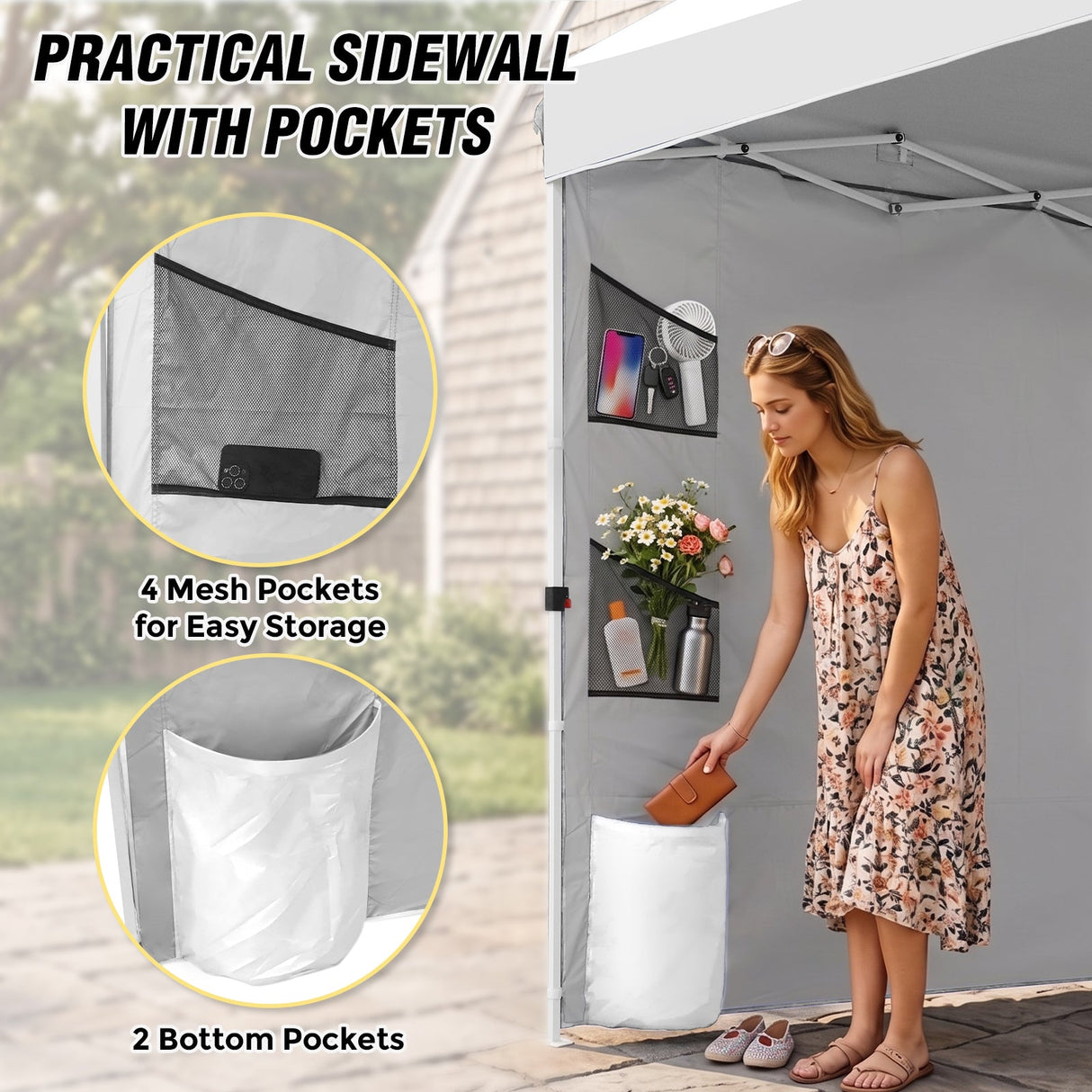 10x10 ft Pop Up Canopy Tent with Sidewall - Eagle Peak