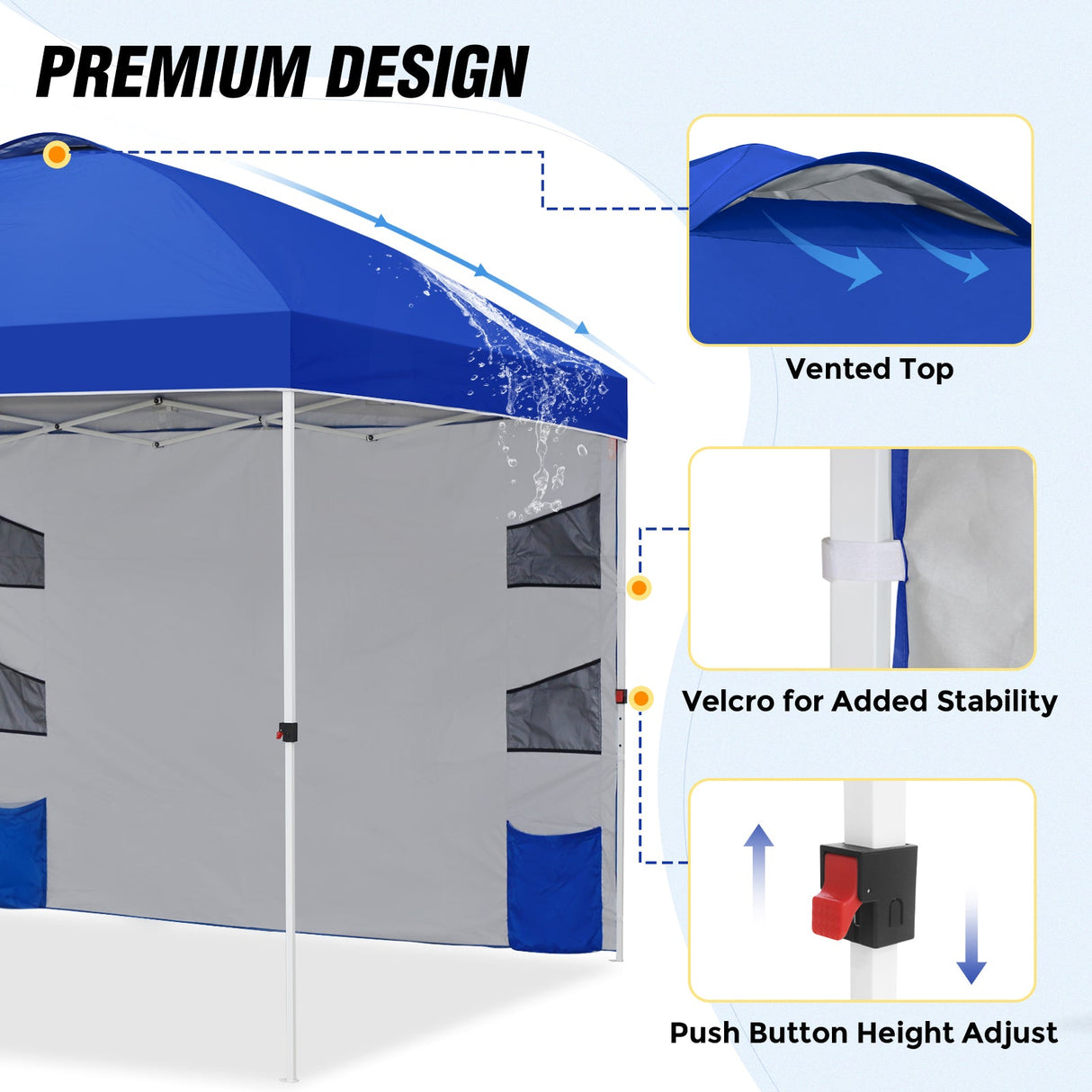 10x10 ft Pop Up Canopy Tent with Sidewall - Eagle Peak Custom Canopy Tent