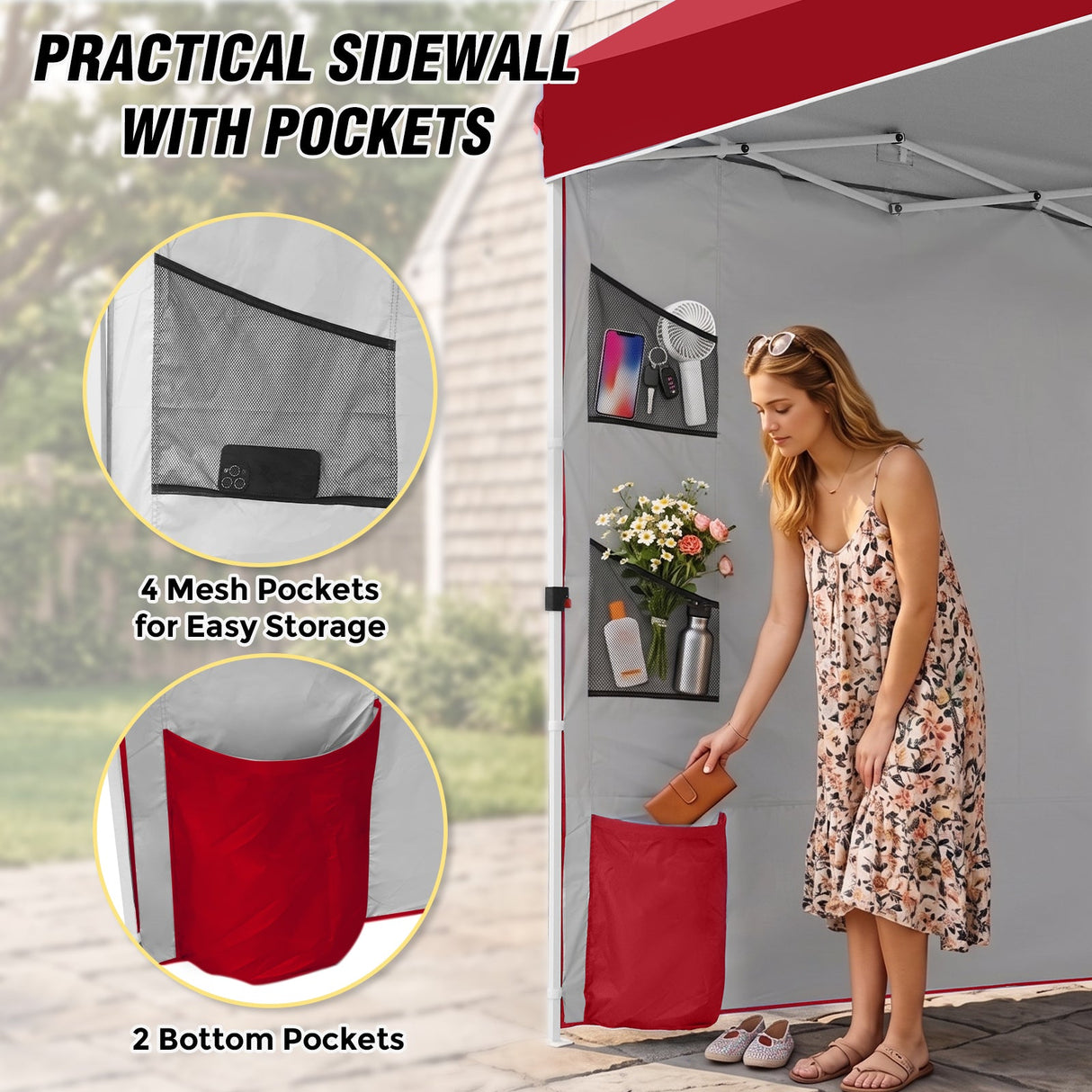 10x10 ft Pop Up Canopy Tent with Sidewall - Eagle Peak