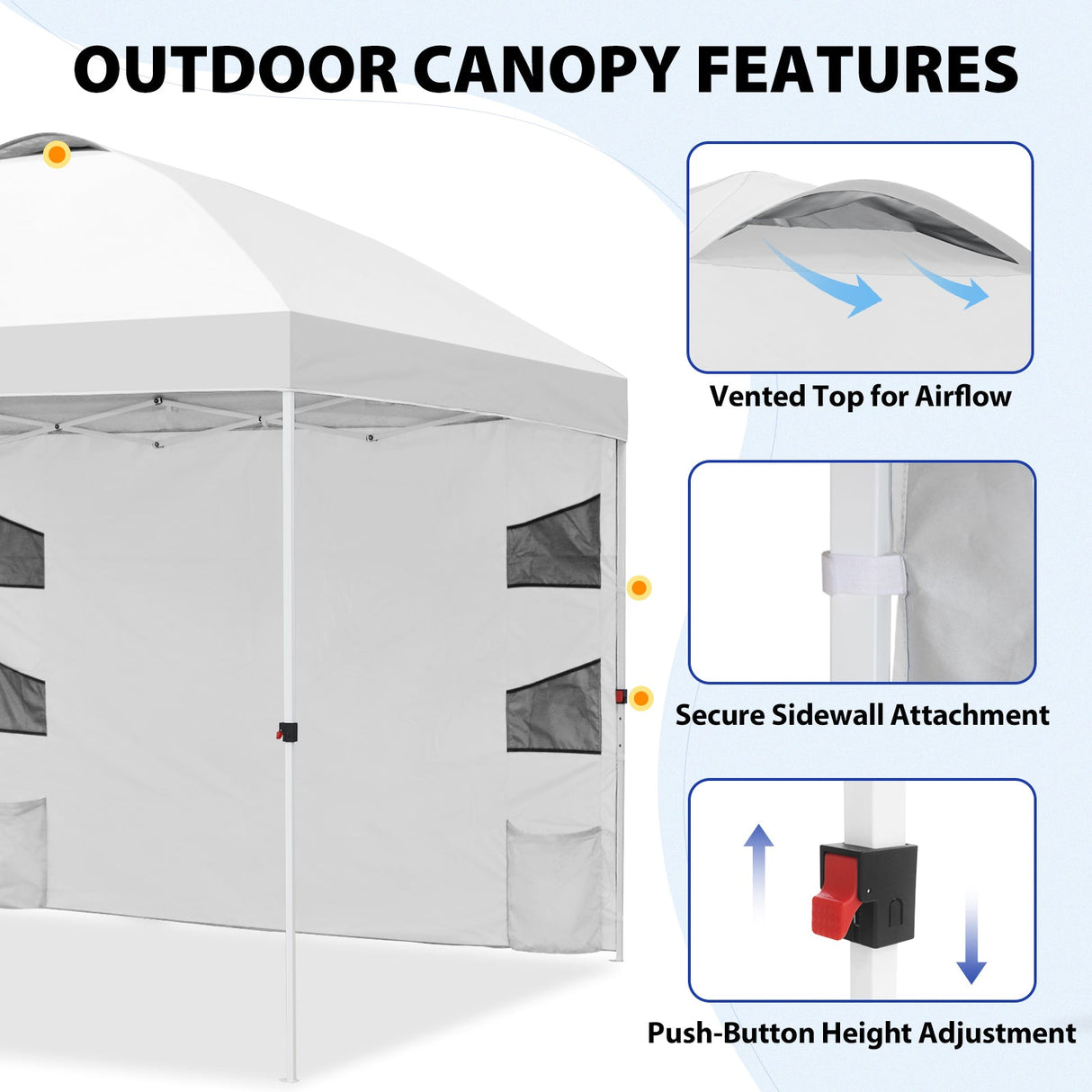 10x10 ft Pop Up Canopy Tent with Sidewall - Eagle Peak®
