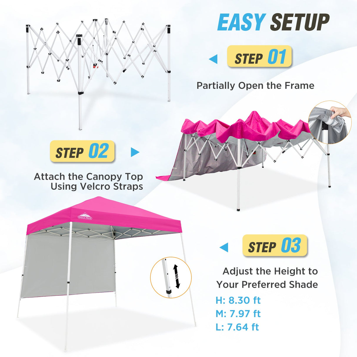 10x10 Pop Up Canopy Tent with Wall Panel, 10x10 Base 8x8 Top - Eagle Peak Custom Canopy Tent