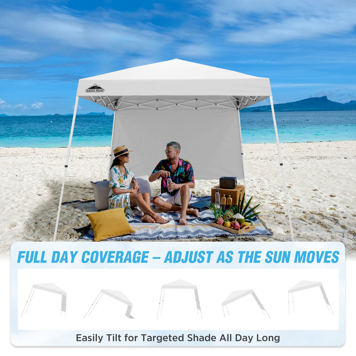 10x10 Pop Up Canopy Tent with Wall Panel, 10x10 Base 8x8 Top - Eagle Peak Custom Canopy Tent