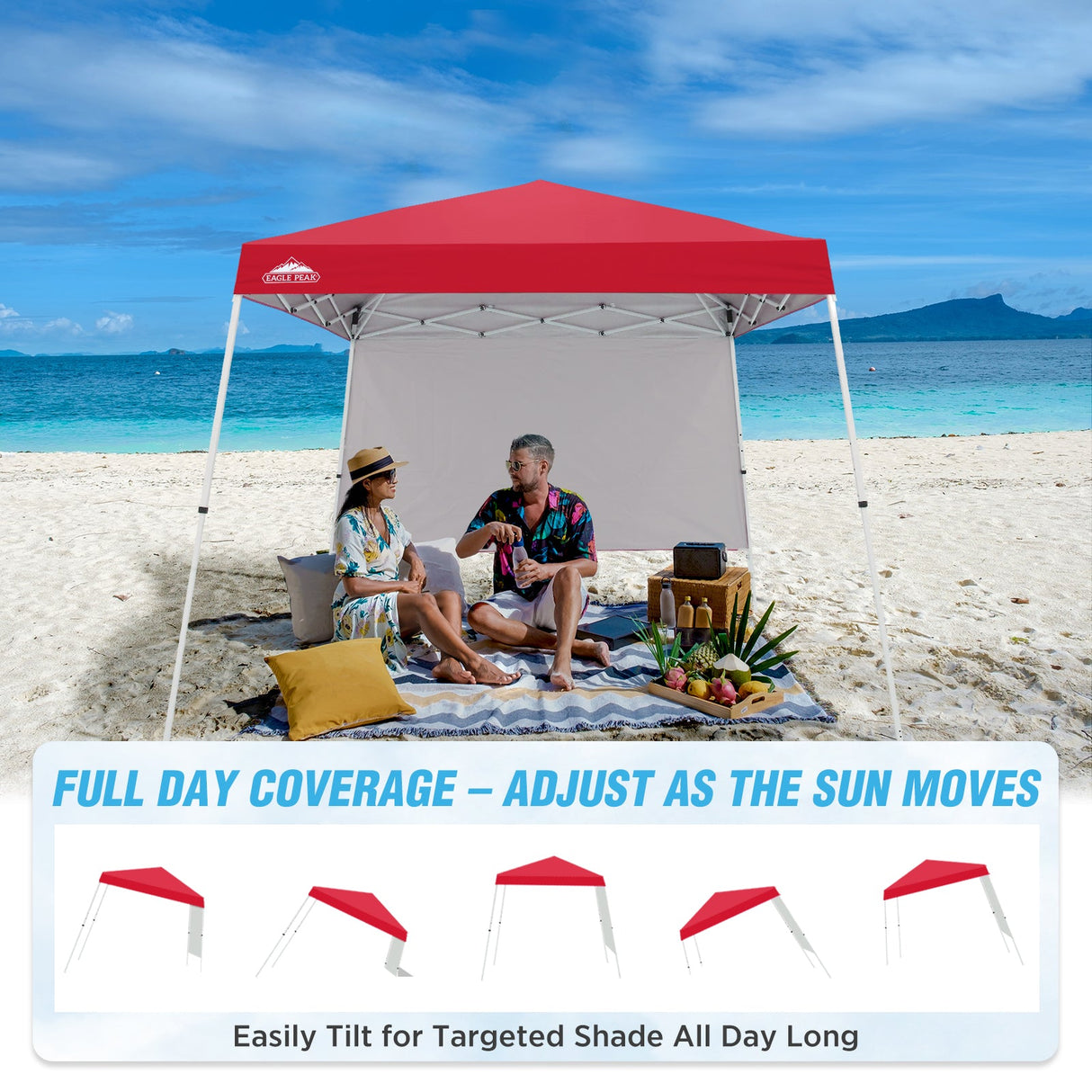 10x10 Pop Up Canopy Tent with Wall Panel, 10x10 Base 8x8 Top - Eagle Peak Custom Canopy Tent