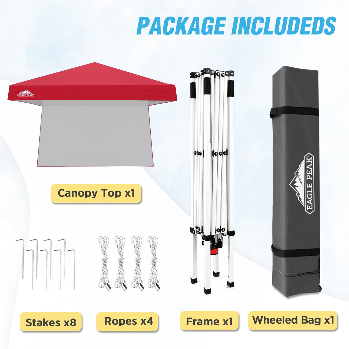 10x10 Pop Up Canopy Tent with Wall Panel, 10x10 Base 8x8 Top - Eagle Peak Custom Canopy Tent