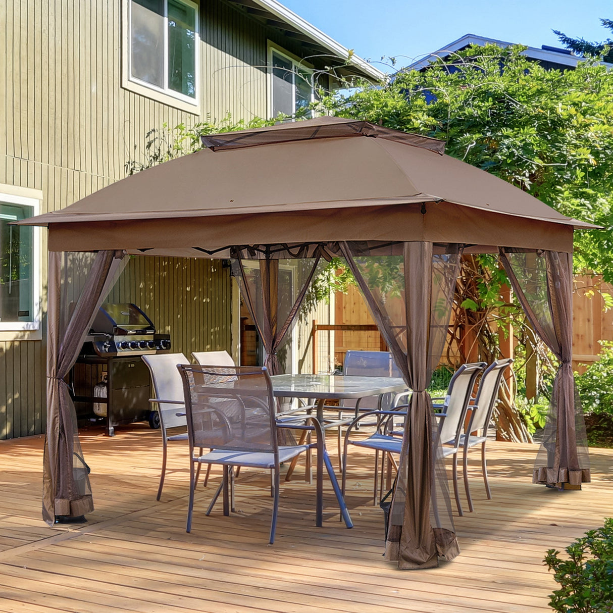 11x11 Pop Up Gazebo Tent with Netting - Eagle Peak Custom Canopy Tent