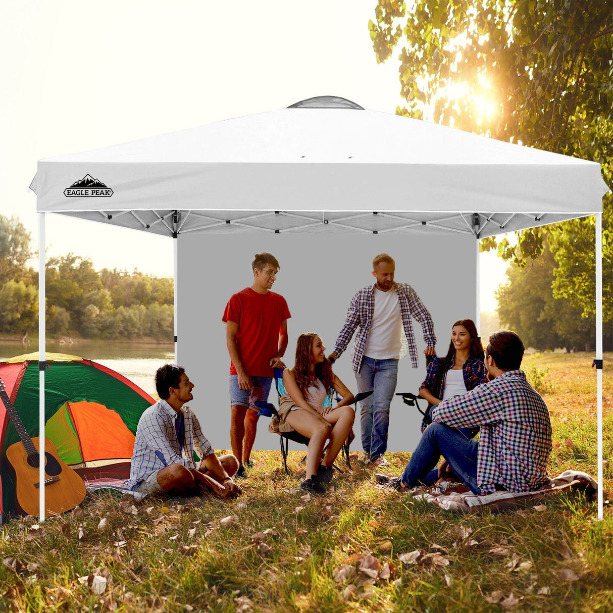 12x12 Commercial Heavy Duty Pop up Canopy with 1 Sidewall - Eagle Peak Custom Canopy Tent