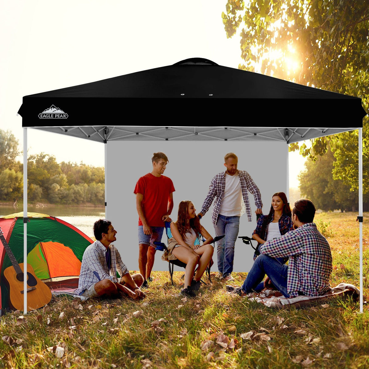 12x12 Commercial Heavy Duty Pop up Canopy with 1 Sidewall - Eagle Peak Custom Canopy Tent