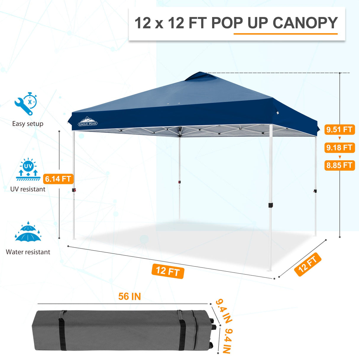 12x12 ft Pop Up Canopy Tent - Eagle Peak Custom Canopy Tent