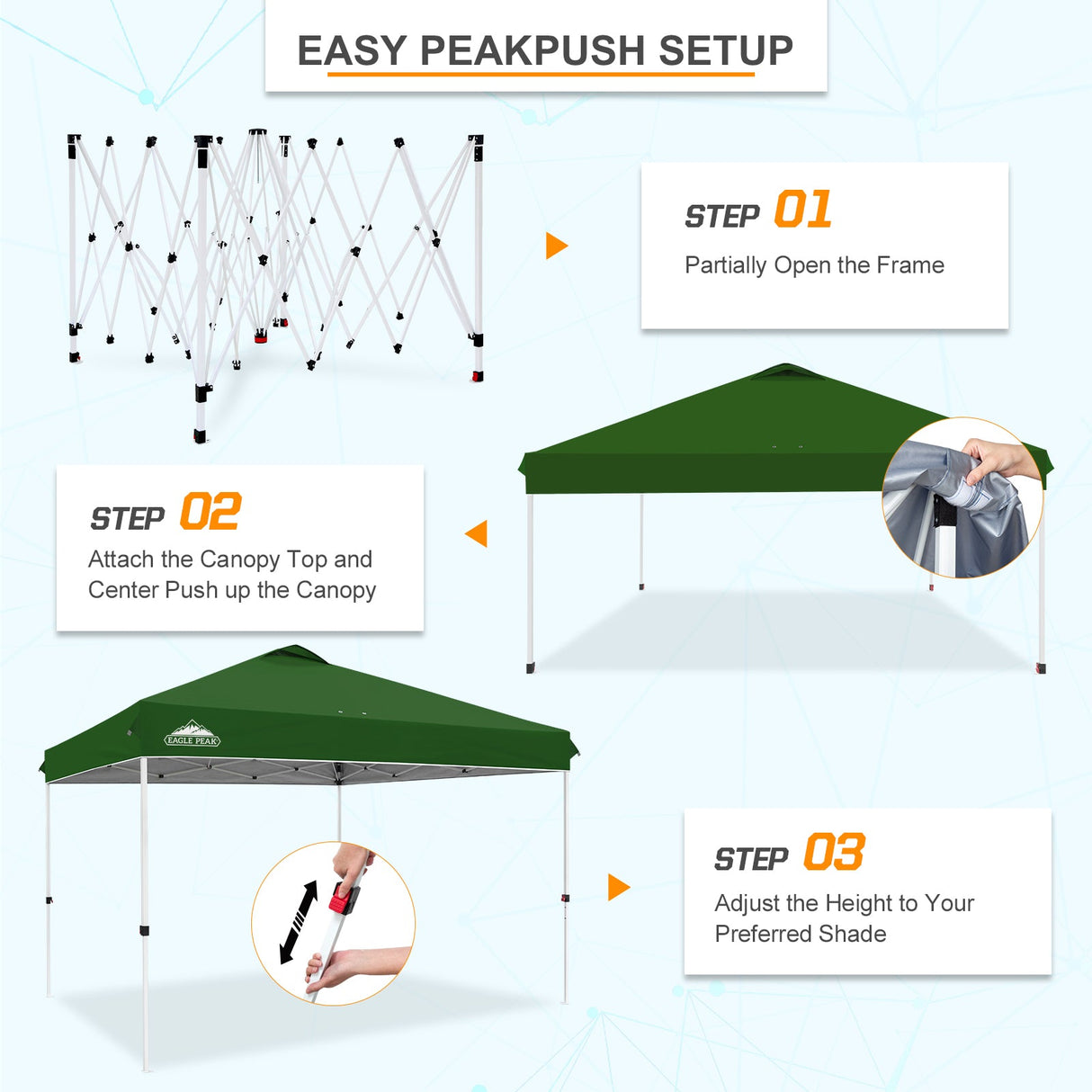 12x12 ft Pop Up Canopy Tent - Eagle Peak Custom Canopy Tent