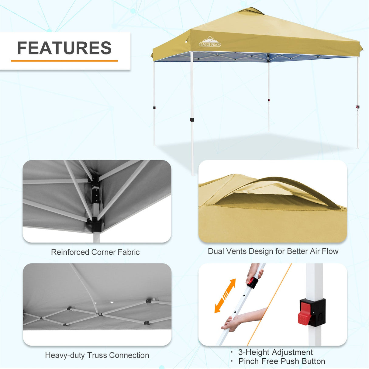 12x12 ft Pop Up Canopy Tent - Eagle Peak Custom Canopy Tent