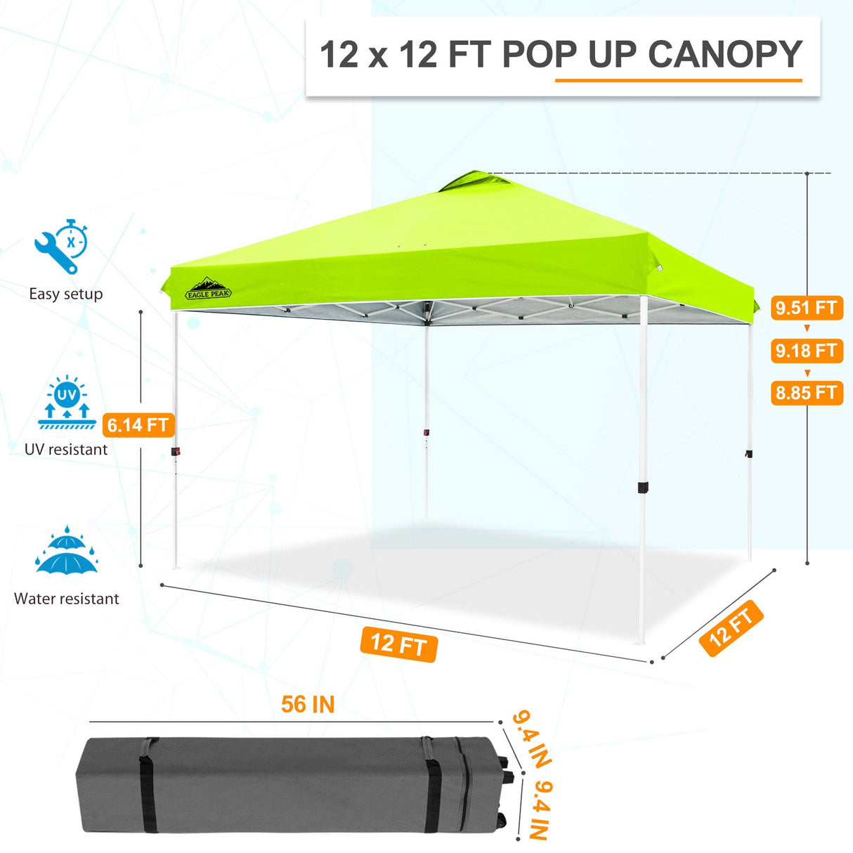 12x12 ft Pop Up Canopy Tent - Eagle Peak Custom Canopy Tent