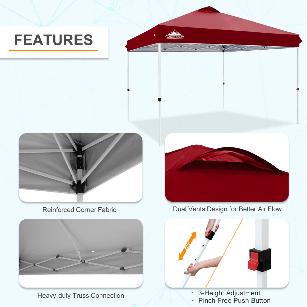 12x12 ft Pop Up Canopy Tent - Eagle Peak Custom Canopy Tent