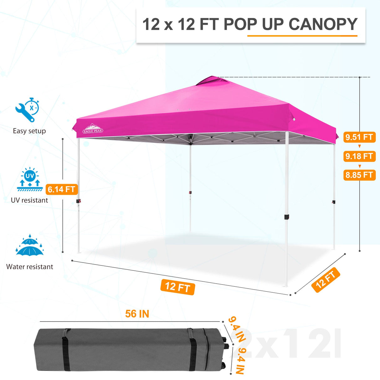 12x12 ft Pop Up Canopy Tent - Eagle Peak Custom Canopy Tent