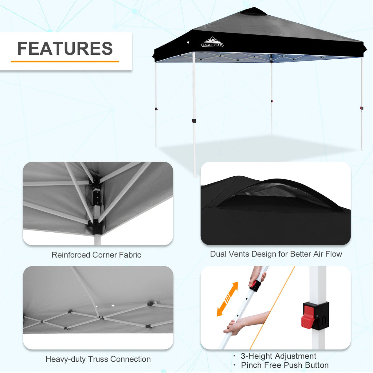 12x12 ft Pop Up Canopy Tent - Eagle Peak Custom Canopy Tent