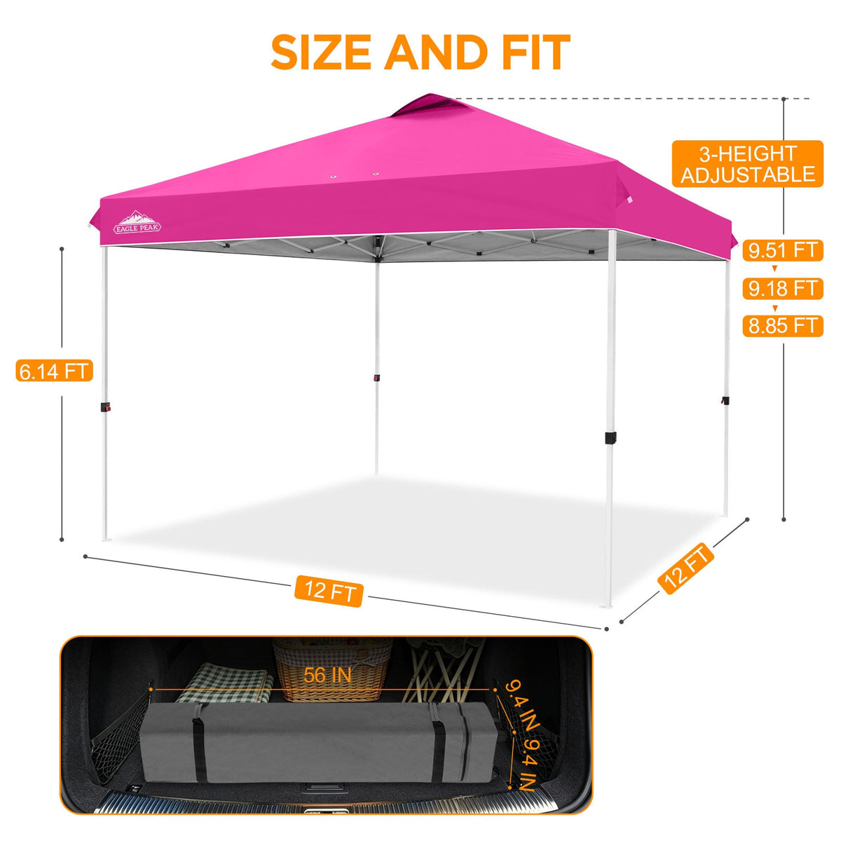 12x12 Pop Up Canopy Tent Easy Up Canopy Outdoor - Eagle Peak®
