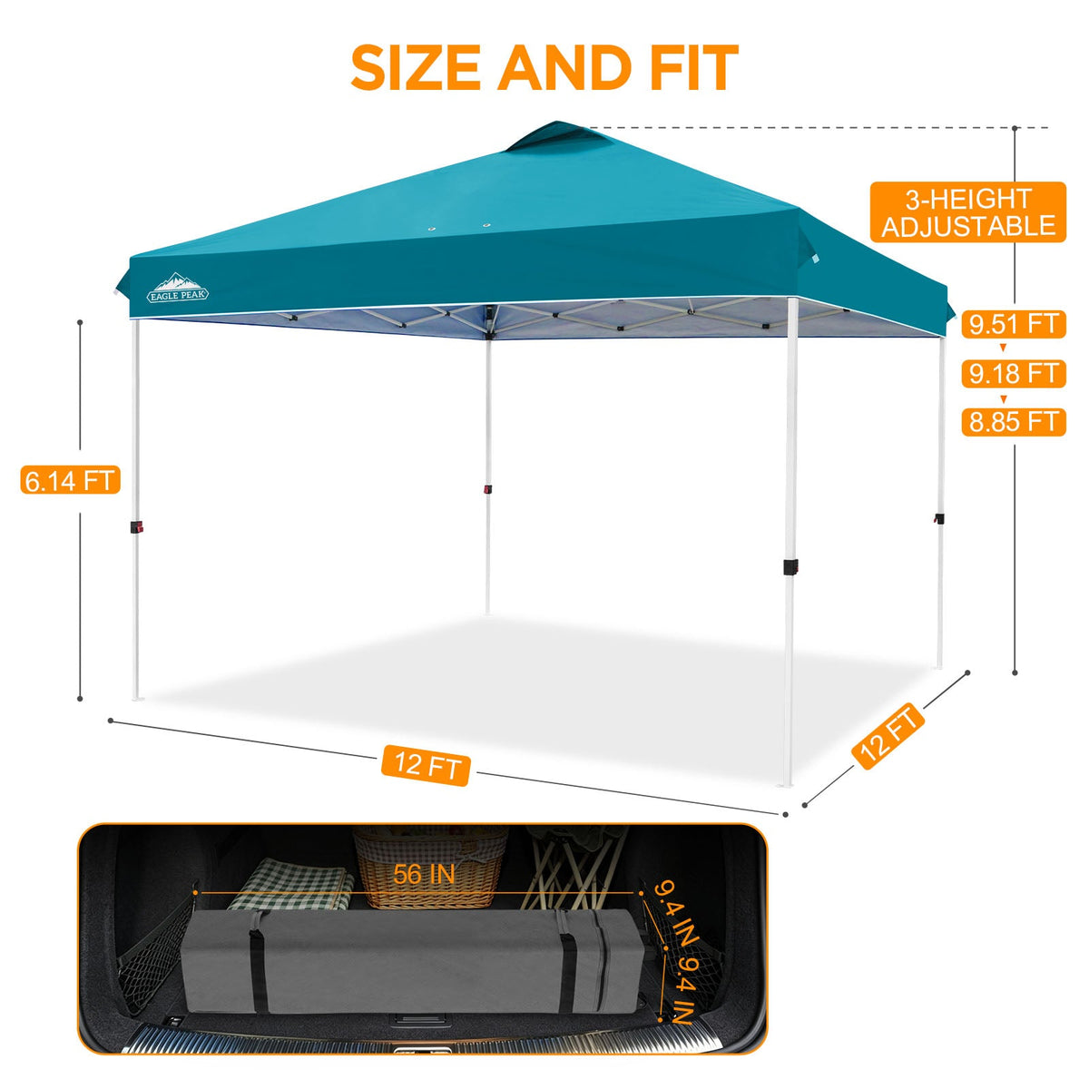 12x12 Pop Up Canopy Tent Easy Up Canopy Outdoor - Eagle Peak®