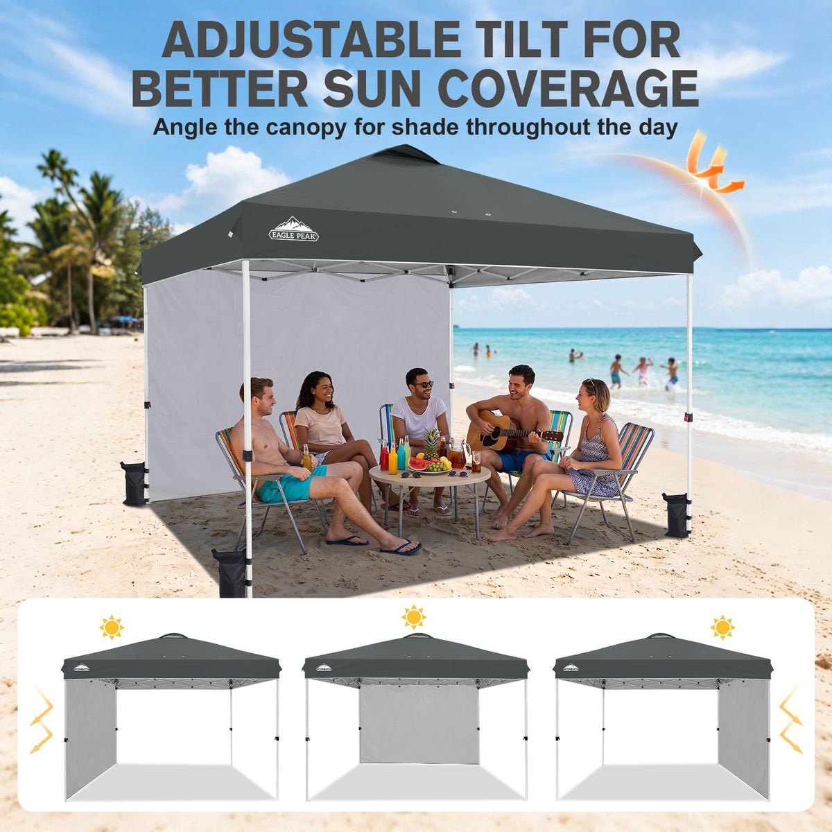 12x12 Pop Up Canopy Tent with 1 Sidewall - Eagle Peak®