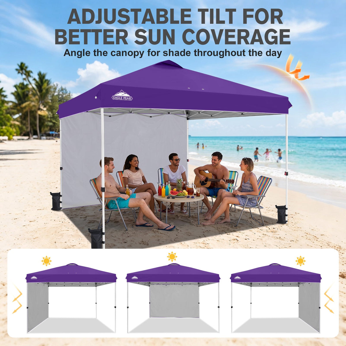 12x12 Pop Up Canopy Tent with 1 Sidewall - Eagle Peak®