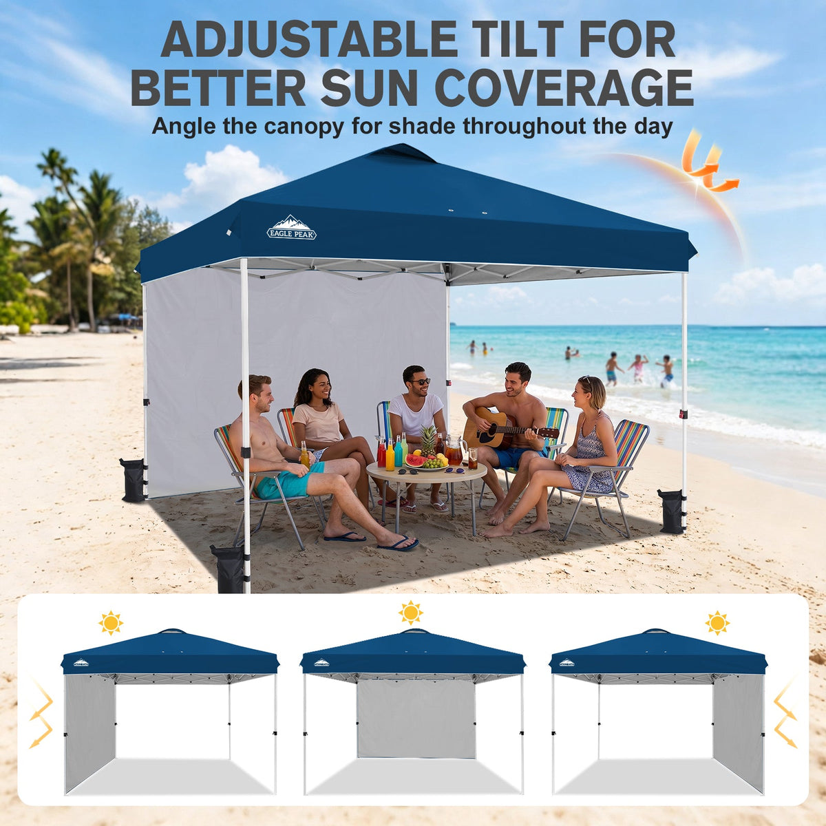 12x12 Pop Up Canopy Tent with 1 Sidewall - Eagle Peak®