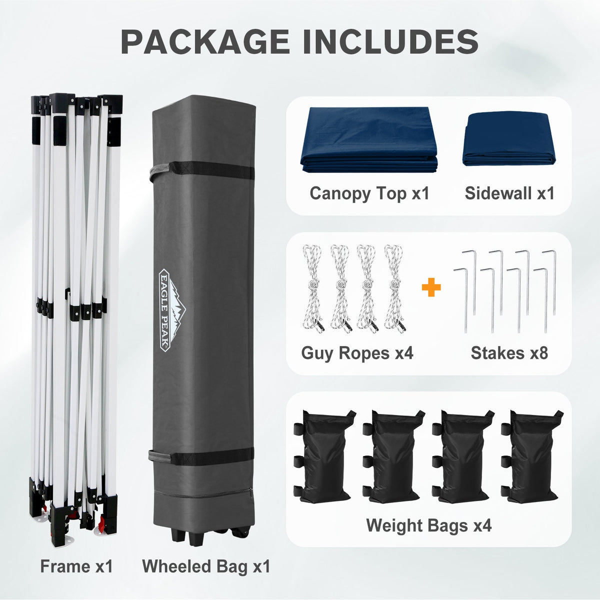 12x12 Pop Up Canopy Tent with 1 Sidewall - Eagle Peak®