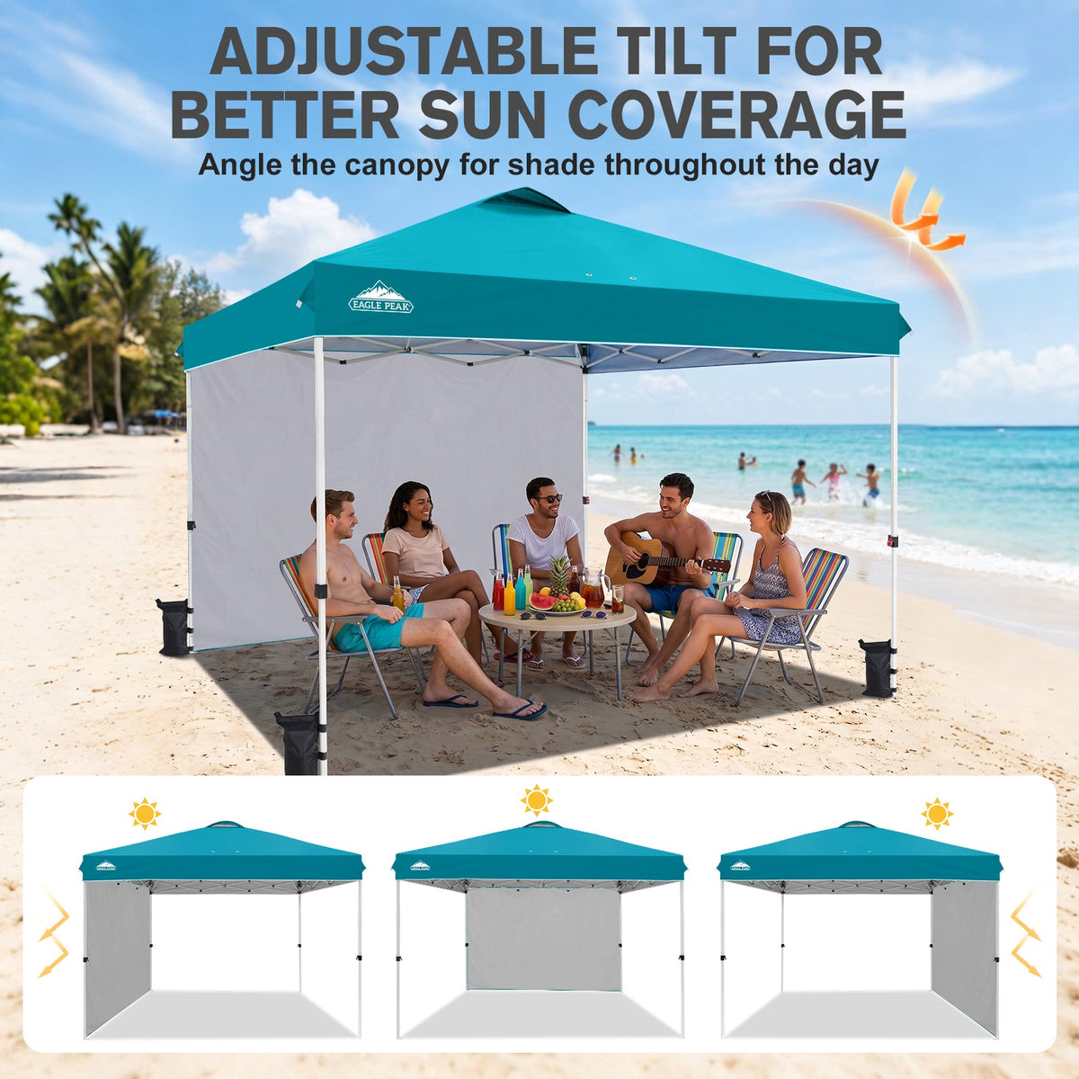 12x12 Pop Up Canopy Tent with 1 Sidewall - Eagle Peak®